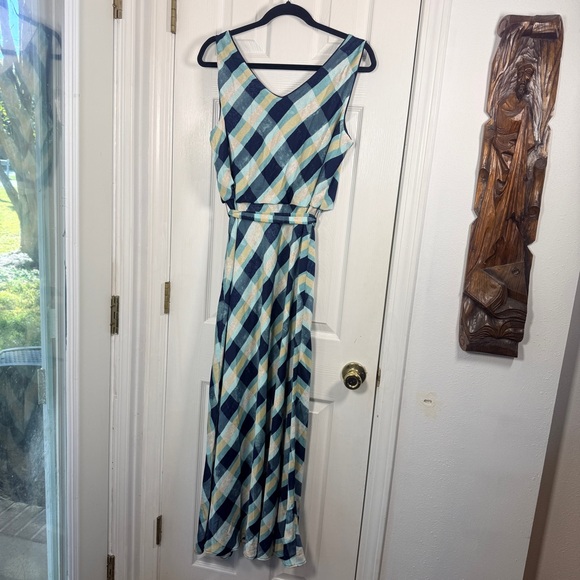 Nic + Zoe PAINTED PLAID BIANCA DRESS Aqua LARGE - Picture 8 of 8